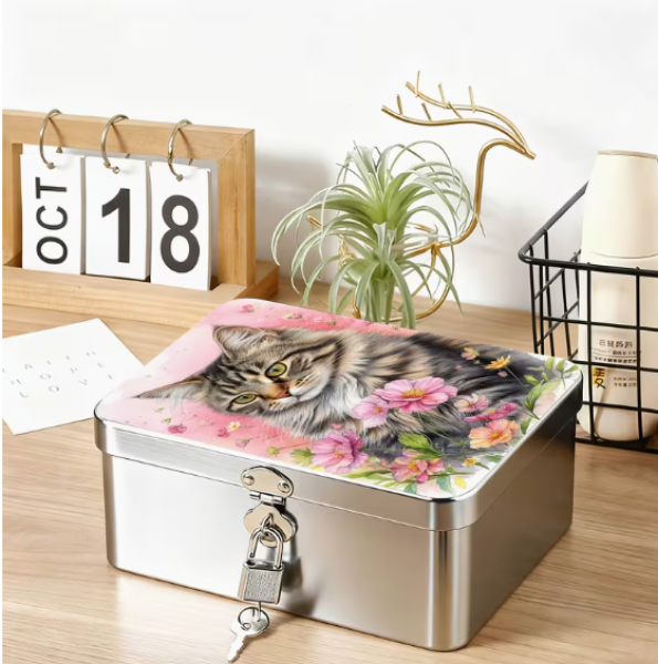 Diamond Painting Metall Aufbewahrungsbox Katze